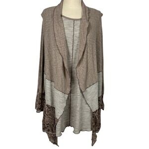 Vine Street XL Taupe 2 Pc Boho Tunic Set Lagenlook Lace USA
